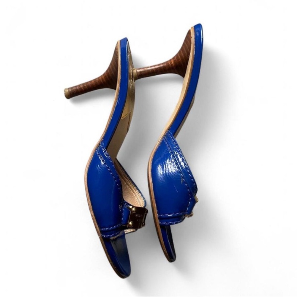 Vintage Michael Kors Royal Blue Kitten Heels with Gold Accents - Picture 6 of 8